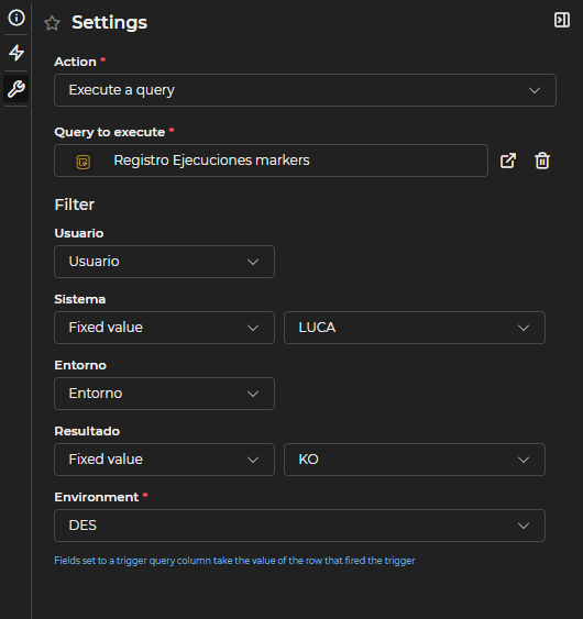 Execute a Query configuration