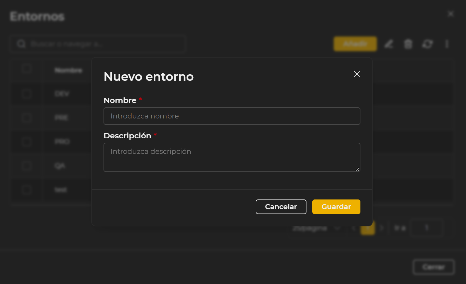 Nuevo entorno