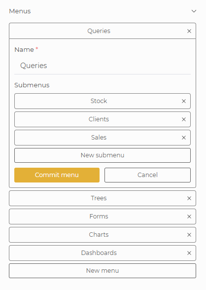 Submenu configuration