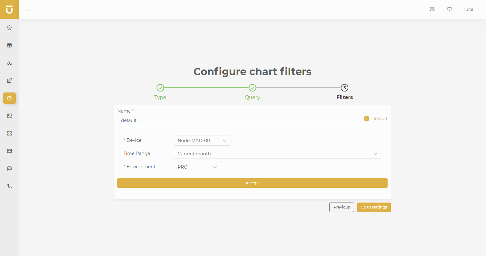 chart creation filter
