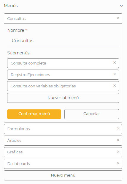 Submenu configuration