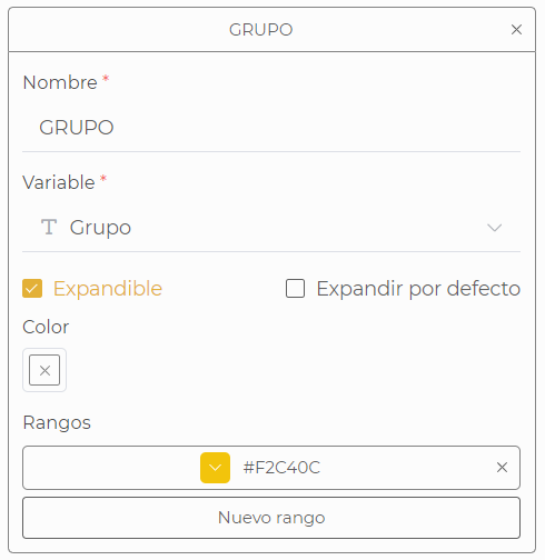 Configuración filas
