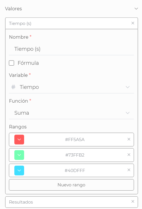 Configuración valores