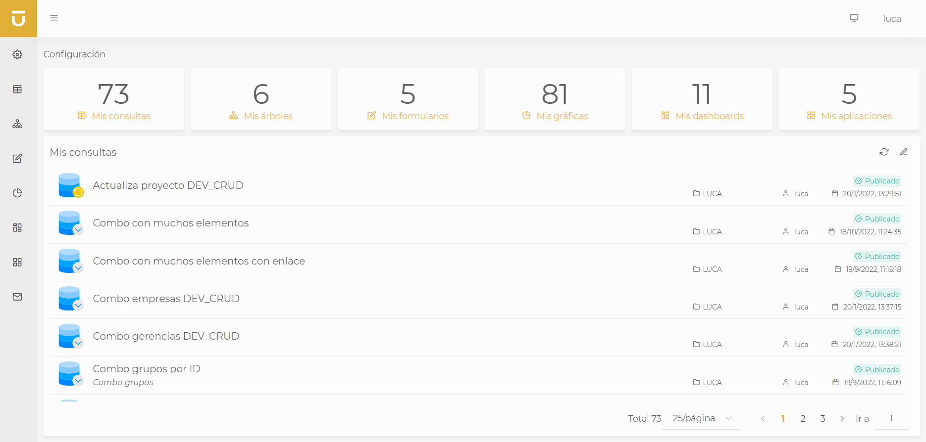 luca configuration view