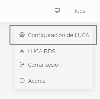 user menu configuration