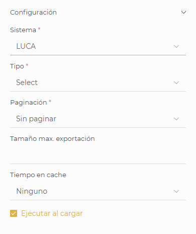 Configuración consulta